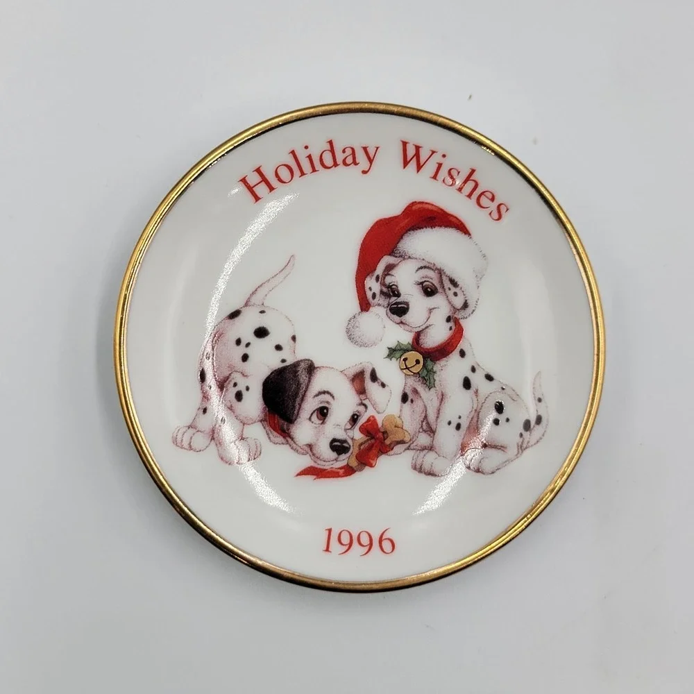 101 DALMATIANS Holiday Wishes Collector's Plate Keepsake Ornament Hallmark 1996